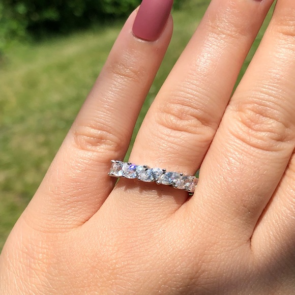 🤩HP|925 Sterling Silver Marquise CZ Eternity Ring - Picture 3 of 6